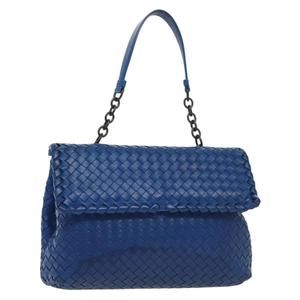 BOTTEGA VENETA INTRECCIATO Shoulder Bag Leather Blue Auth 142290